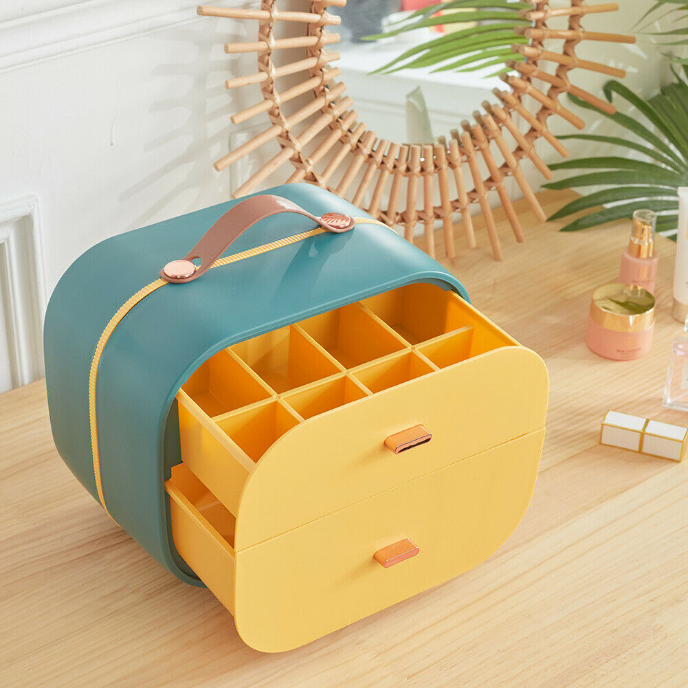 2 Drawers Case Plastic Jewelry Beads Box Makeup Organizer Divider Storage Holder