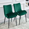 Pair Velvet Dining Chair High Back Chair Set with Metal Legs Modern Kitchen