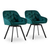 2 x Rotatable Dining Chairs Padded Velvet Seat Metal Legs Swivel Kitchen Modern