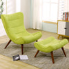 Upholstered Lounge Fabric Chair Sofa Velvet Armchair with Footstool Living Room