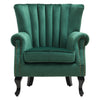 Retro Wing Back Armchair Fabric Upholstered Fireside Chair Wooden Queen Anne Leg