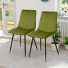 Set of 2 Velvet Dining Chairs Soft Padded Seat Metal Legs Modern Office Kitchen