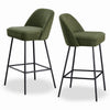 2x Bar Stools Velvet Breakfast Chairs Footrest Barstool with Spring Cushion