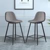 Pair of Bar Stools Dining Room Kitchen High Dining Chairs Padded Seat Back Grey