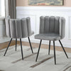 Modern Home Dining Chairs Soft Velvet Petal Backrest Dresser Chair Grey / Pink