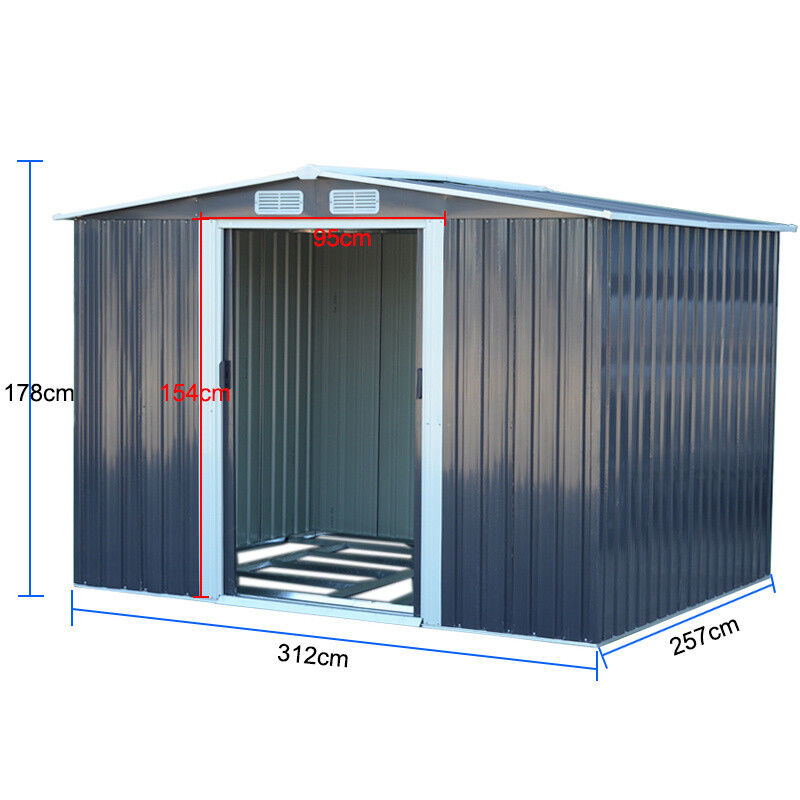 Galvanized Garden Shed Metal Apex/Flat Roof Outdoor Storage With Free Foundation