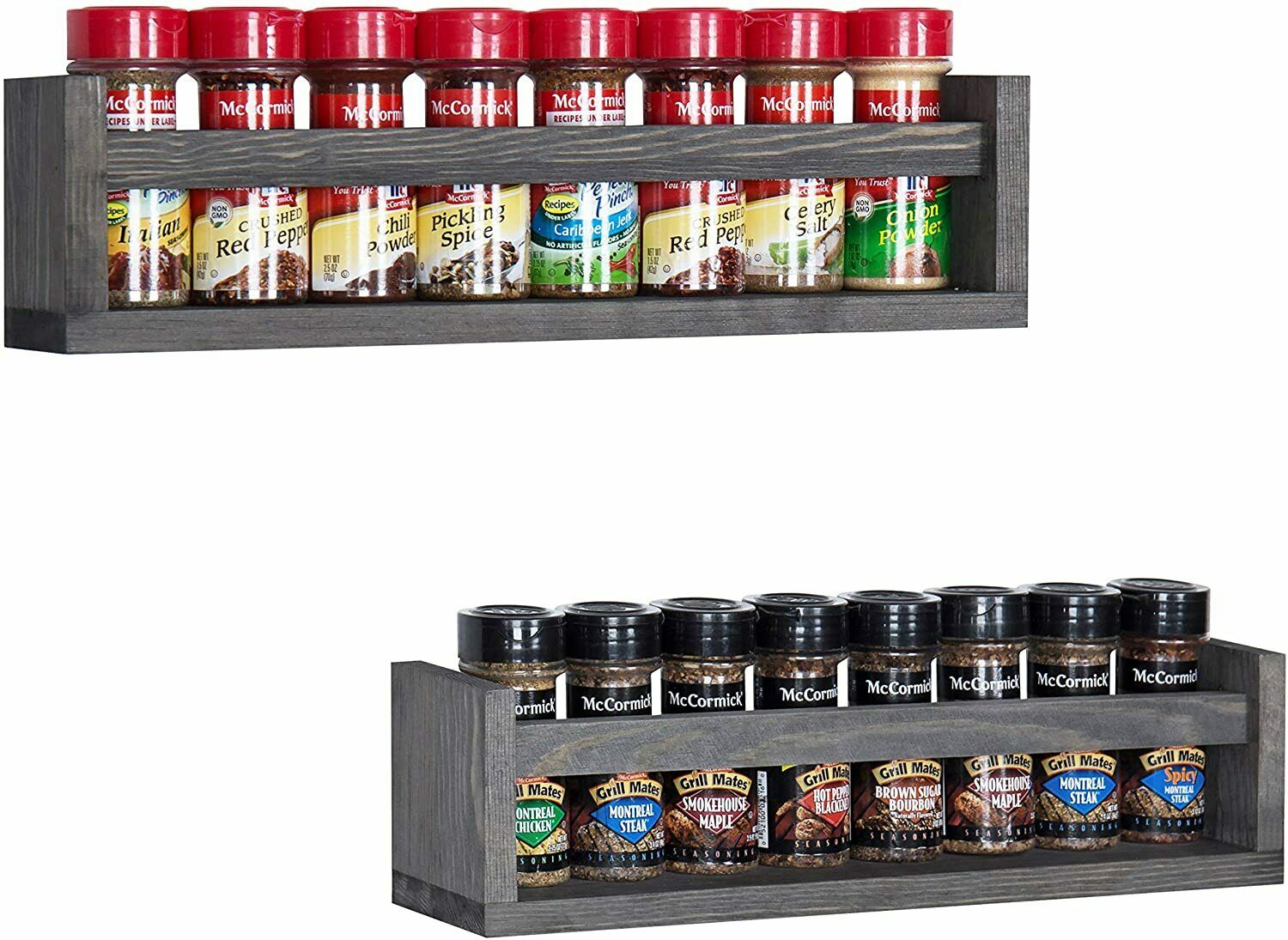 Spice Jar Rack Floating Wall Mounting Wooden Shelves Shelf Display Book Storage