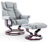Leather Swivel Chair Recliner Armchair Home Lounge Sofa Chair With Footstool