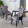 Set of 2 Velvet Upholstered Dining Chairs Luxury Button Back Dining Room Kitchen