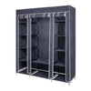 Mondeer Grey/Black Canvas Wardrobe Storage Organiser Hanging Rail Fabric