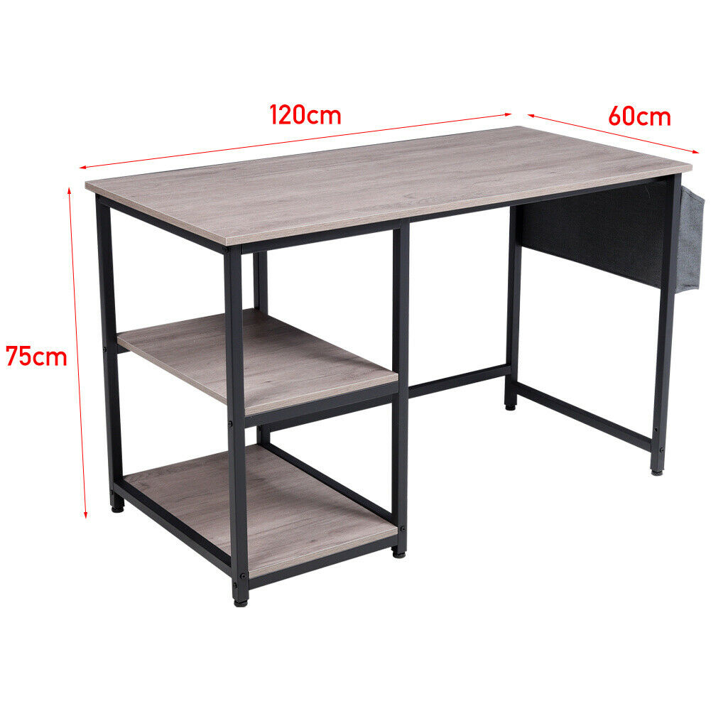 PC Computer Desk Writing Study Table Office Home Workstation Dark +Storage Shelf