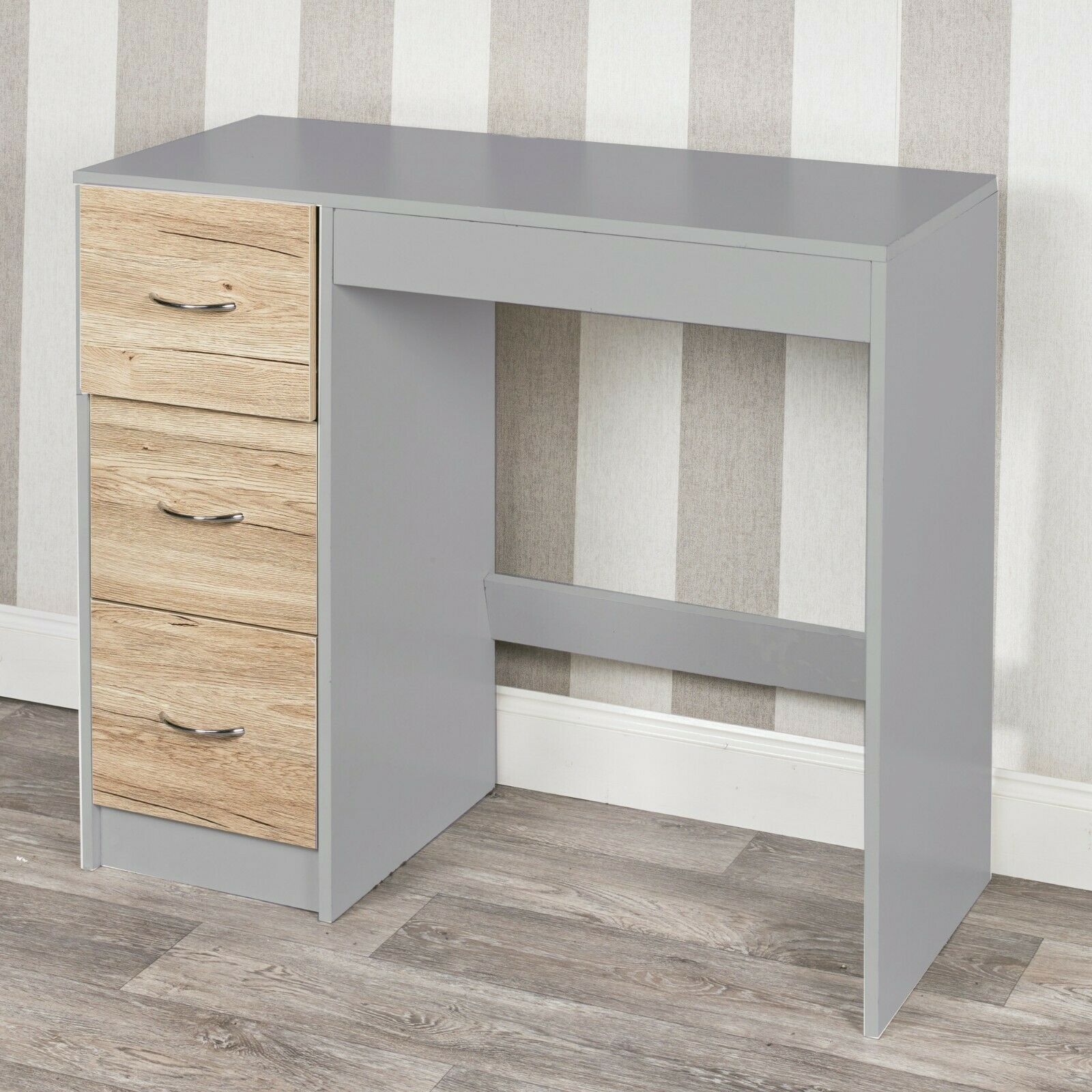 3 Drawer Wooden Bedroom Dressing Computer Work Table Desk Jewellery Office Unit