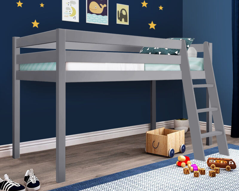 High Sleeper Bed Cabin Loft Bed Solid Wood Pine Frame Childrens Kids Single 3FT