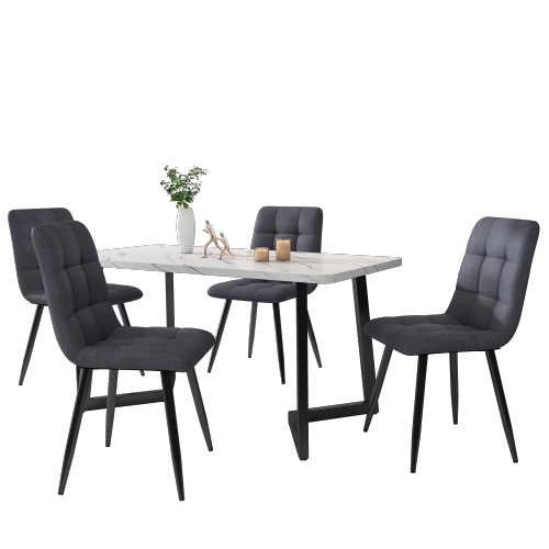 Modern Dining Table and 4 Chairs Set with Metal legs Dining Room Kitchen NS
