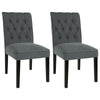 2X High Back Velvet Fabric Buttoned Back Dining Chairs Soft Side Chair Wood Legs