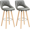 2 pcs Bar Stools Breakfast Kitchen Counter High Stools Wood Legs Barstools