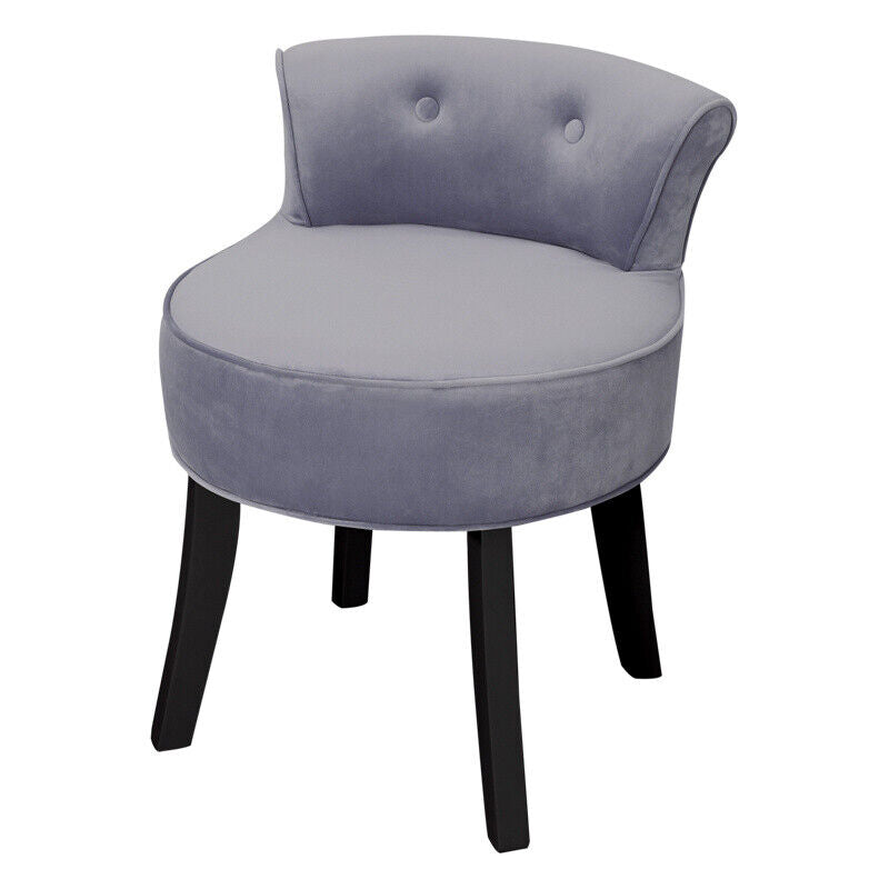 Retro Vintage Bedroom Dressing Table Stool Velvet Vanity Chair with Wooden Legs