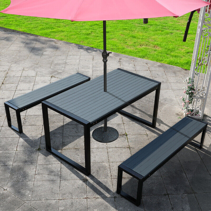 Outdoor Plastic Wood table Table & Chair Sets Yard Garden Armchair Table Set