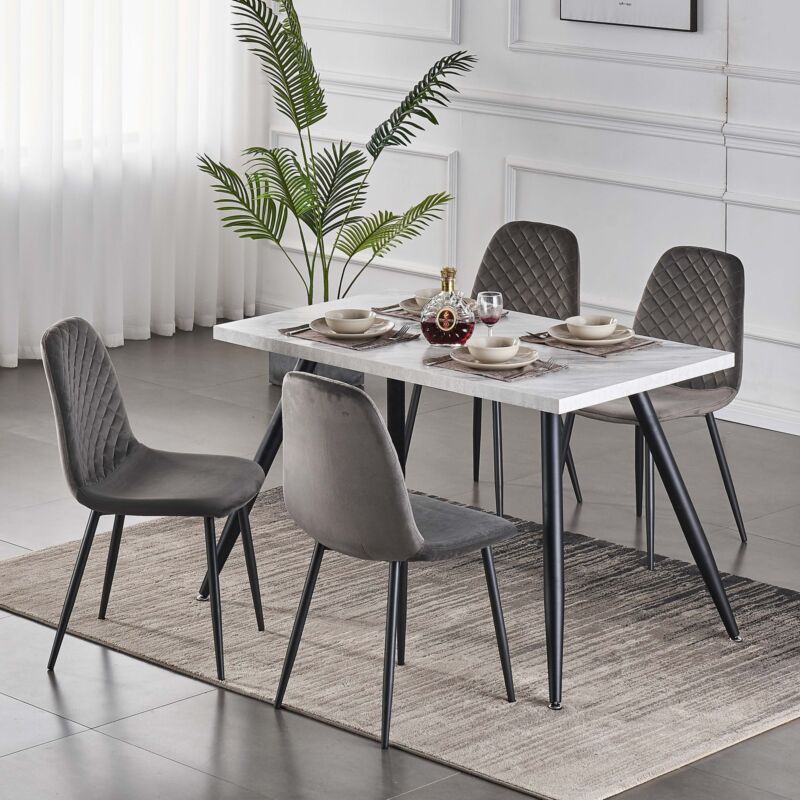 GREY WHITE KITCHEN DINING TABLE SET WITH 4 6 CHAIRS DINING SET FOR 4 6 WHITE