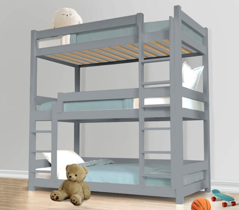 Triple Bunk Bed Pine Wood Kids Children High Sleeper 3Ft Single Bunk Beds Frame