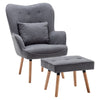 Vintage Fabric Wingback Chair Accent Tub Armchair with Oak Legs Footstool Lounge