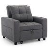 HUDSON 1-SEATER, 2-SEATER SOFA BED LINEN FABRIC WITH CUP HOLDERS GREY