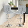 2x Fabric Cuban Chrome Gas Lift Back Swivel Kitchen Bar Stools - Refurbished