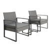 3pcs Garden Bistro Furniture Set Glass Table & Rattan Chairs with Steel Legs