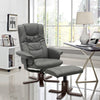 Upholstered Recliner Swivel Armchair Single Sofa w/ Stool Office Chair Wood Base