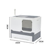 Foldable Double Door Cat Litter Box Pet Toilet Tray w/ Lid Drawer For Cat&Rabbit