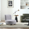 Modern Small Sofa Chair Linen Fabric Padded Footstool With Black Wood Leg