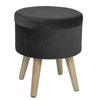 Ottoman Footstool with Storage Round Footrest Seat Stool Home Velvet Wooden Legs