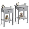 Bedside Table Pair Bedroom Cabinet Nightstand With Drawer & Shelf Christow
