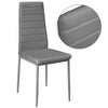 2/4/6X Dinning Chairs Faux Leather Ribbed Padded Seat Metal Legs Kitchen Dining