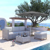 Mondeer 2.7M/3M Garden Parasol Tilt Sun Shade Umbrella 32 LED Light Hand Crank