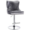 Luxury Crushed Velvet Fabric Bar Stool Knocker Button Back Gas Lift Barstool