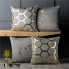 4 Pack Gold Metallic Velvet Cushion Covers Marble Hexagon 18 inch 45 cm Square