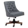 Linen Upholstered Swivel Computer Desk Chair Button Back Office Executive Chair
