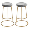 2X Bar Stools Velvet Round Seat Kitchen Bar Pub Breakfast High Chair w/ Footrest