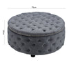 75cm Large Round Fabric Linen Chesterfield Footstool Pouffe Ottoman Coffee Table