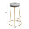 2x Vintage Bar Stool Metal Gold Leg Retro Footrest Seat Kitchen Pub Counter Home