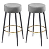 2pcs Round Breakfast Bar Stools Velvet Padded Metal Leg Kitchen Counter Pub Seat