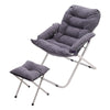 Folding Leisure Lazy Lounger with Footstool Set Outdoor Garden Padded Seat Chair