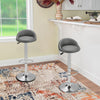 Pair of Grey / Black Bar Stools Gas Lift Swivel Home Kitchen Breakfast Chairs