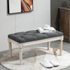Accent Bench Tufted Upholstered Foot Stool Linen-Touch Ottoman for Bedroom