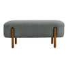 Curly Velvet Faux Fur Bench Padded Footstool Entryway Seat with Wooden Legs