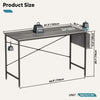 120cm Long Narrow Study Table Industrial Computer Desk With Hook and Storage Bag