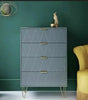Modern Loft Studio 4 Drawer Chest Gold Metal Legs &Handles Embossed Drawer BLUSH