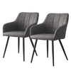 Set of 2 Grey/Brown/Beige Dining Chairs Fuax Leather Padded Seat Metal Legs PU