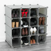 Interlocking 16 Compartment Shoe Organiser Storage Cube Rack Black White Design
